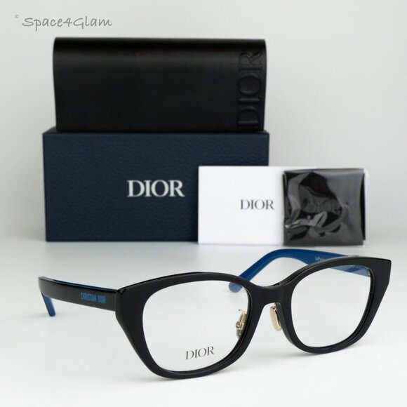 BRAND NEW Dior LAPARISIENNEDIORO S4F 1000 Black Blue Demo Women Round Eyeglasses - Picture 1 of 9